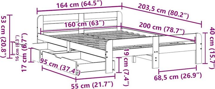Actual product image vidaXL Bed without mattress 160x200 (160 x 200 cm)