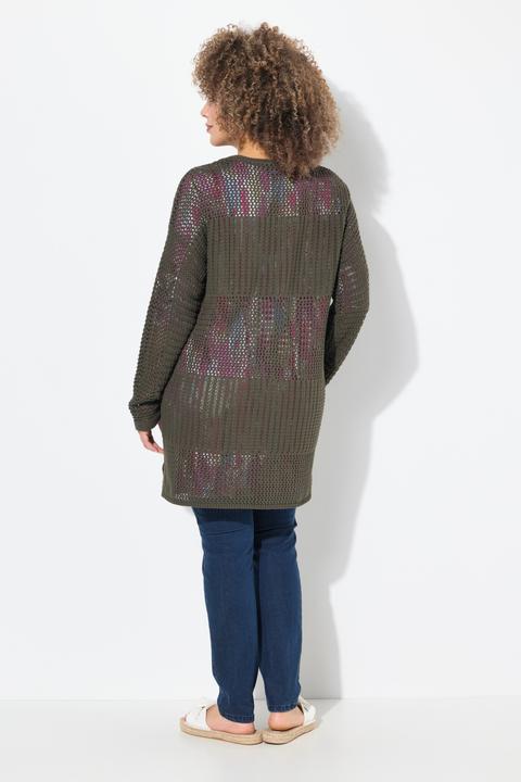 Produktbild Ulla Popken Strickjacke, Lochstrick, Oversized, V-Ausschnitt (58)