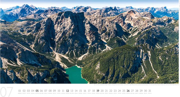 Produktbild Luftbildkalender Dolomiten 2026 (Harter Einband, Deutsch, Französisch, Englisch)