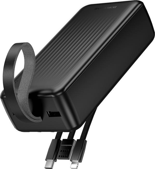 Borofone Powerbank 30000mAh BJ79B Clever - USB - mit Typ-C- und Lightning-Kabeln schwarz (30000 mAh, 111 Wh)