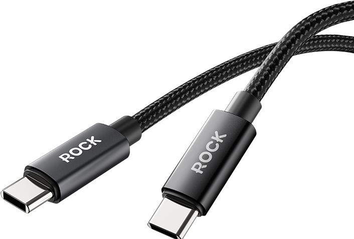 Rock Z28 Metal Braided C TO C 60W Fast Charging Data Cable 2m Schwarz