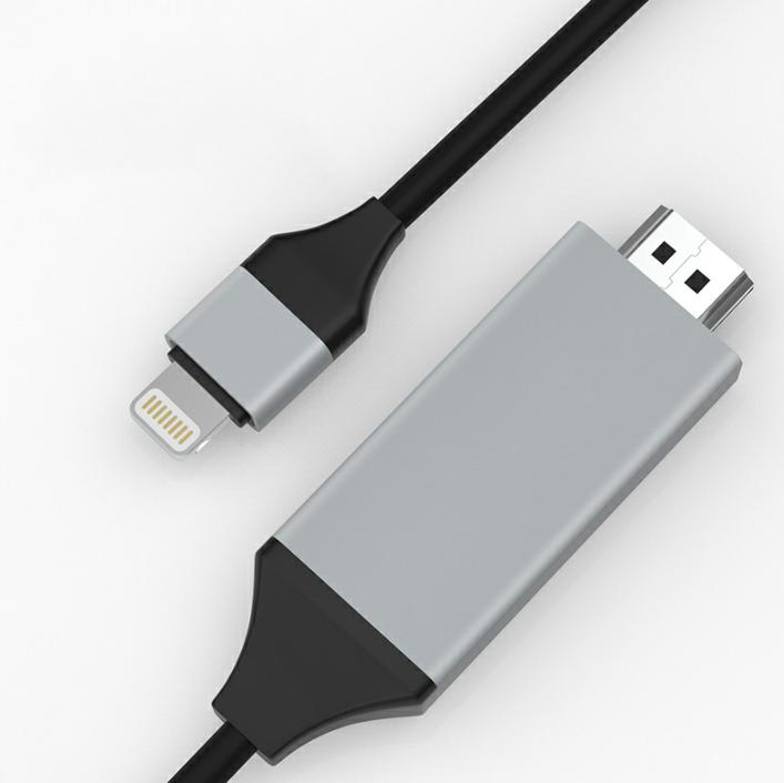 Produktbild Apfelkiste Lightning auf HDMI 1080p Konverter Adapter Kabel für Apple iPhone / iPad - Weiss 2m (Lightning, HDMI)