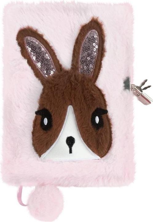 Actual product image Derform Plüsch-Tagebuch mit Vorhängeschloss, rosa Kaninchen (Soft cover)
