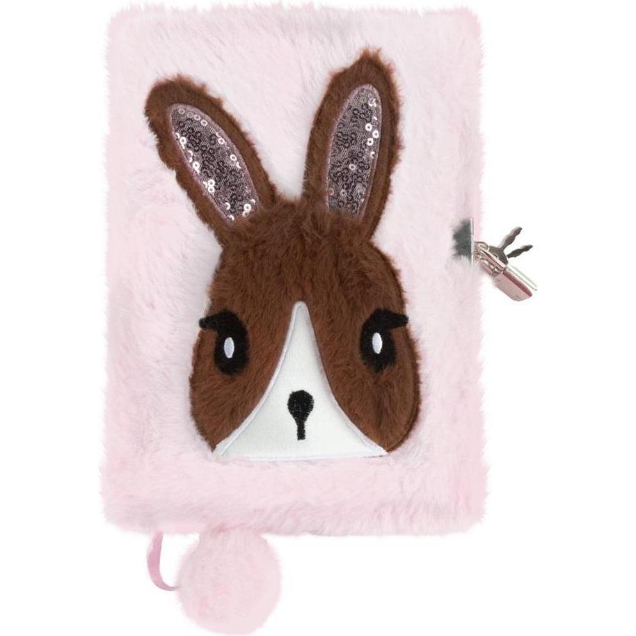 Derform, Quaderni + Bloc notes, Plüsch-Tagebuch mit Vorhängeschloss, rosa Kaninchen