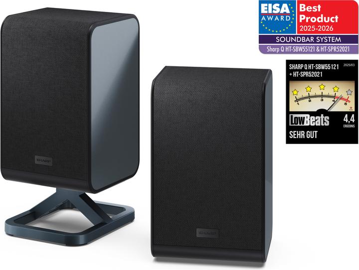 Immagine prodotto Sharp Speakers HT-SPR52021(BK) Q Soundbar 2.0.2 Wireless Rear Surround Speakers, Black | (200 W, 2.0.2 Canale)