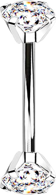 Actual product image Star Piercing Micro banana silver inner thread with two crystals silver set (without brass, Titanium G23)