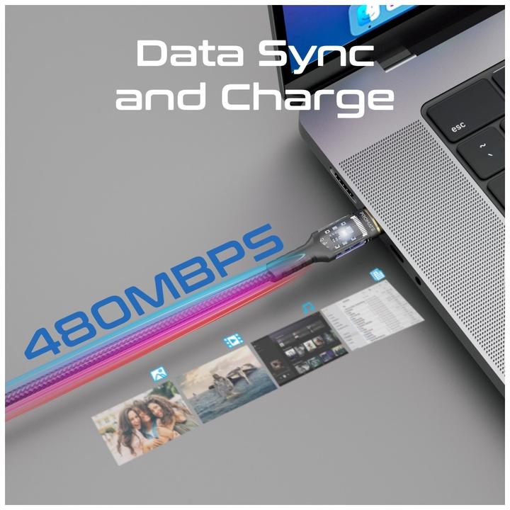 Image du produit ProMate LucidLine-CC200 Noir Câble USB-C (2 m, USB 2.0, 100 W)