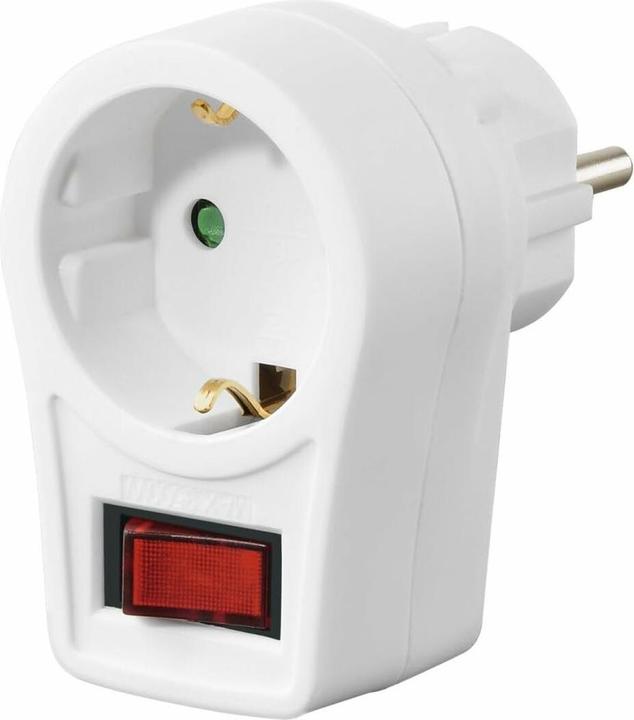 Hama Wandcontactdoosadapter, contactstopcontact, schakelaar, wit (Type F)