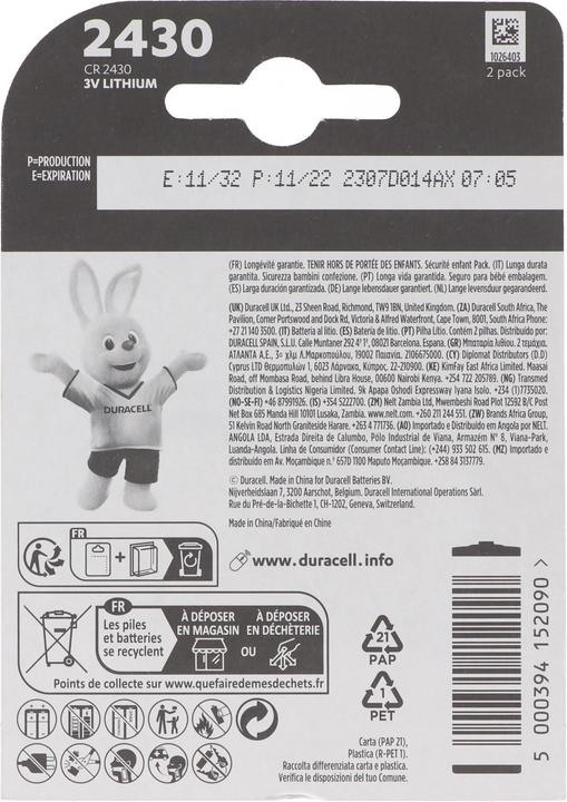 Productafbeelding Duracell Lang Leven (2 Pcs., CR2430, 300 mAh)