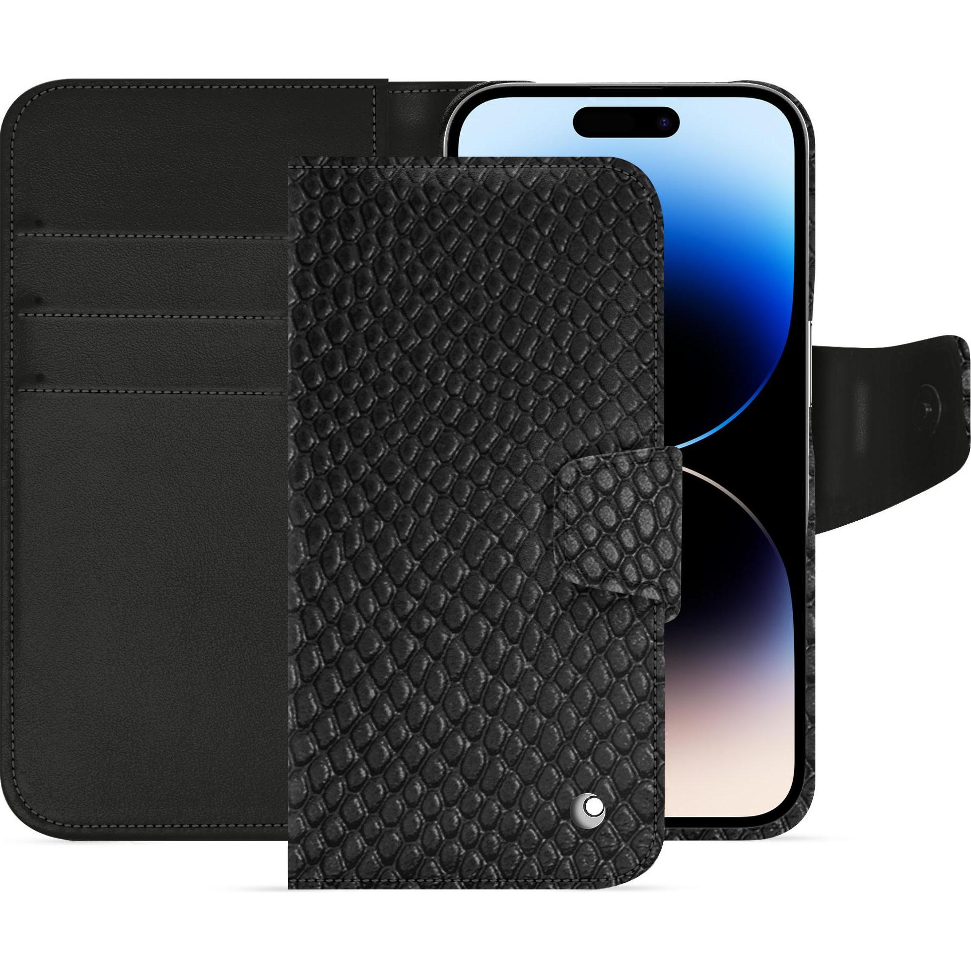 Noreve Lederschutzhülle Apple iPhone 15 Pro (Apple iPhone 15 Pro), Smartphone Hülle, Schwarz