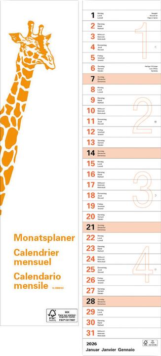 Calendrier girafe (12 x 55 cm, Non contraignant)