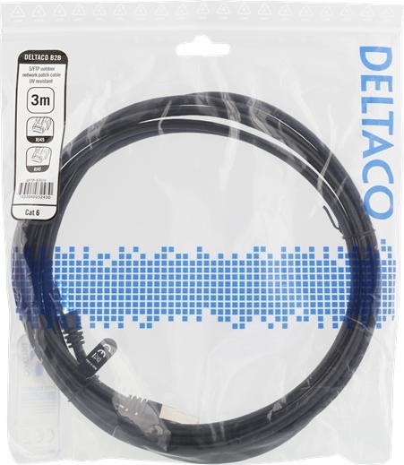 Produktbild Deltaco patchkabel - 3 m - sort (S/FTP, CAT6, 3 m)