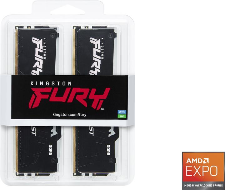 Produktbild Kingston Fury DDR5 32 GB (2 x 16 GB) 6000 MHz CL36 Beast Black RGB Expo AMD (2 x 16GB, 6000 MHz, DDR5-RAM, DIMM)