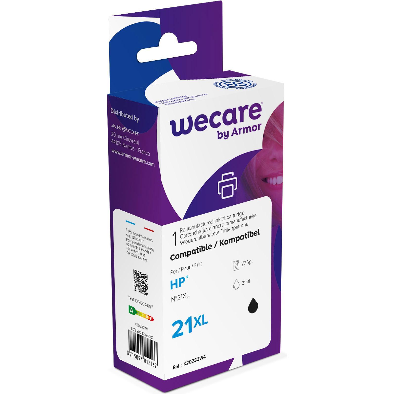 Wecare, Druckerpatrone, Tinte 21 rebuilt schwarz C9351AE zu HP PSC 1410 21ml (BK)