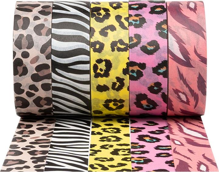 Colorations Washi Tape Motif animal 5 rouleaux, 5mtr.