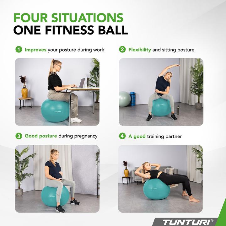 Produktbild Tunturi Gym Ball - Fitnessball reissfest ABS 75 cm Türkis (75 cm)