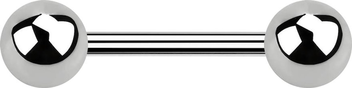 Actual product image Star Piercing Barbell silver with two balls (without brass, Titanium G23)