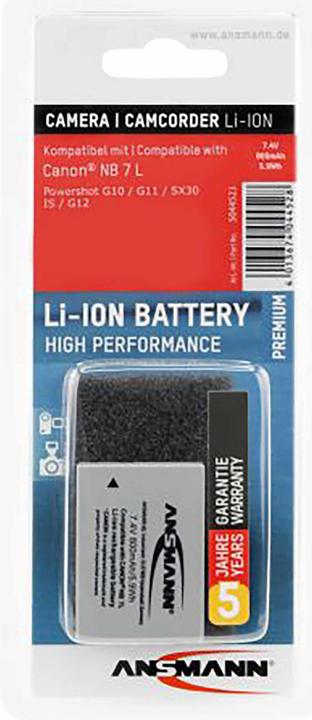 Actual product image Ansmann Canon NB-7L Battery (Camera battery)