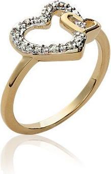 Actual product image Lara Gold plated RING - GR. 52 - BICOLOR - ZIRCONIA - HEART (52)