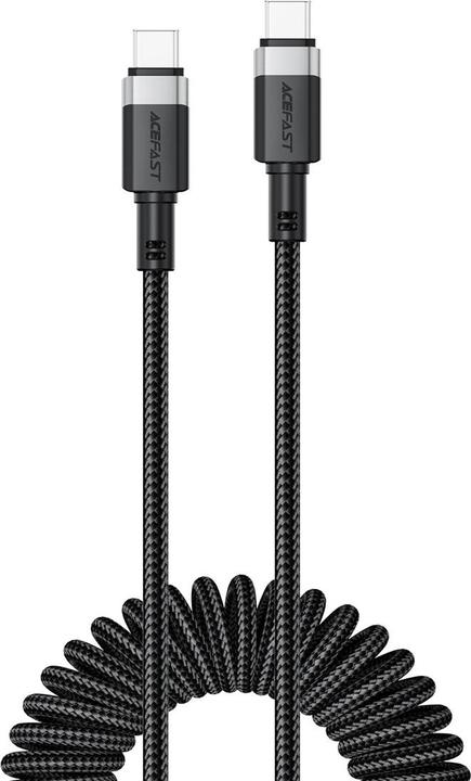 Produktbild Acefast C14-03 USB-C - USB-C Spring Cable 480Mb/s 3A 1.2m - Black (1.20 m, USB 2.0, 60 W)