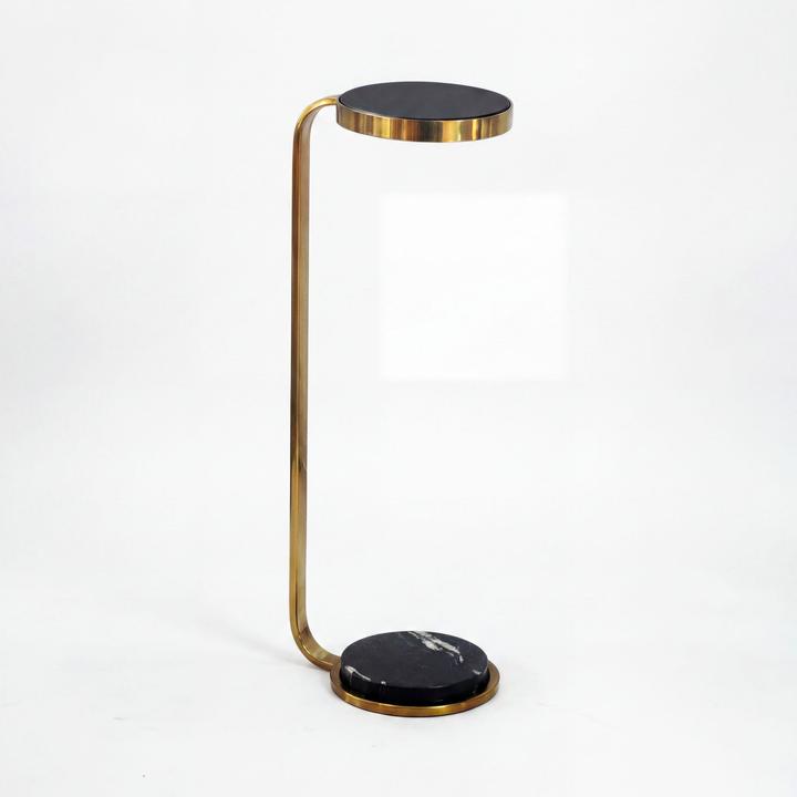 Produktbild FineBuy Beistelltisch 72cm Marmor Platte schwarz Wohnzimmertisch Couchtisch Glas Rund (26 x 20 x 70 cm)