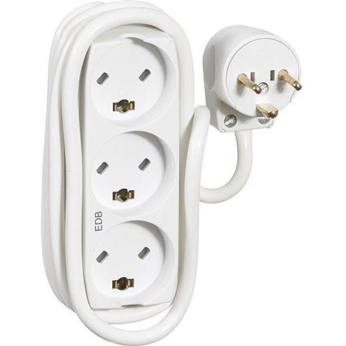 LK Steckdose Typ 793 rund mit Erdung EDBmit 1,5 m Kabel13A 250V weiss, Elektronikkabel + Stecker, Weiss