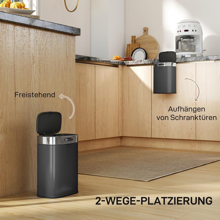 Produktbild Homcom Mülleimer Edelstahl, Kunststoff Schwarz (5 l)