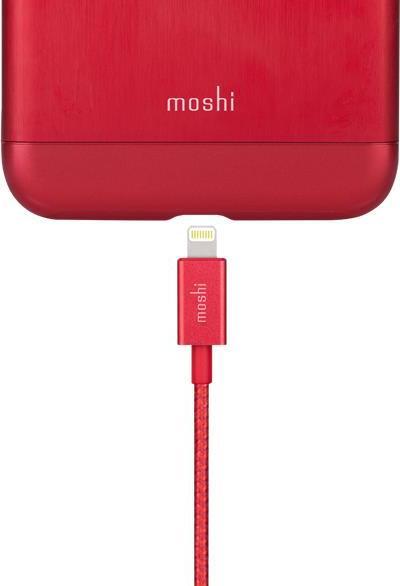 Image du produit Moshi Câble de charge/synchronisation tressé durable - Câble Integra Lightning vers USB-A - Rouge cramoisi (1.20 m)