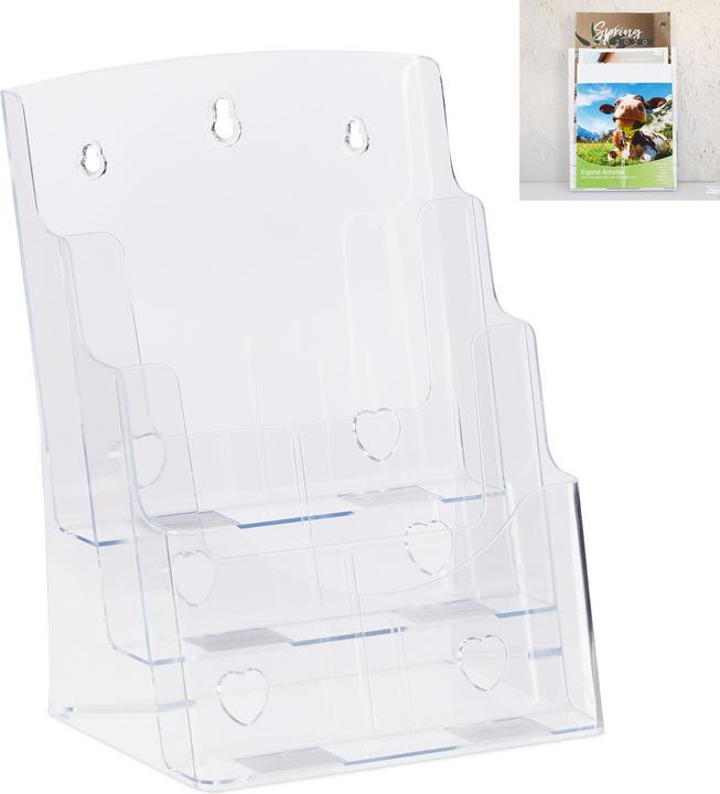 Immagine prodotto Relaxdays Porta Depliant A4/LunghezzaISO 3 Livelli Acrilico (A4, DL)