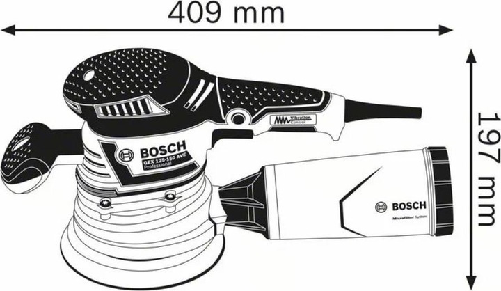 Produktbild Bosch Professional Exzenterschleifer GEX 40-150 mit 1 x Mehrlochschleifblatt C470 (Exzenterschleifer, 400 W)