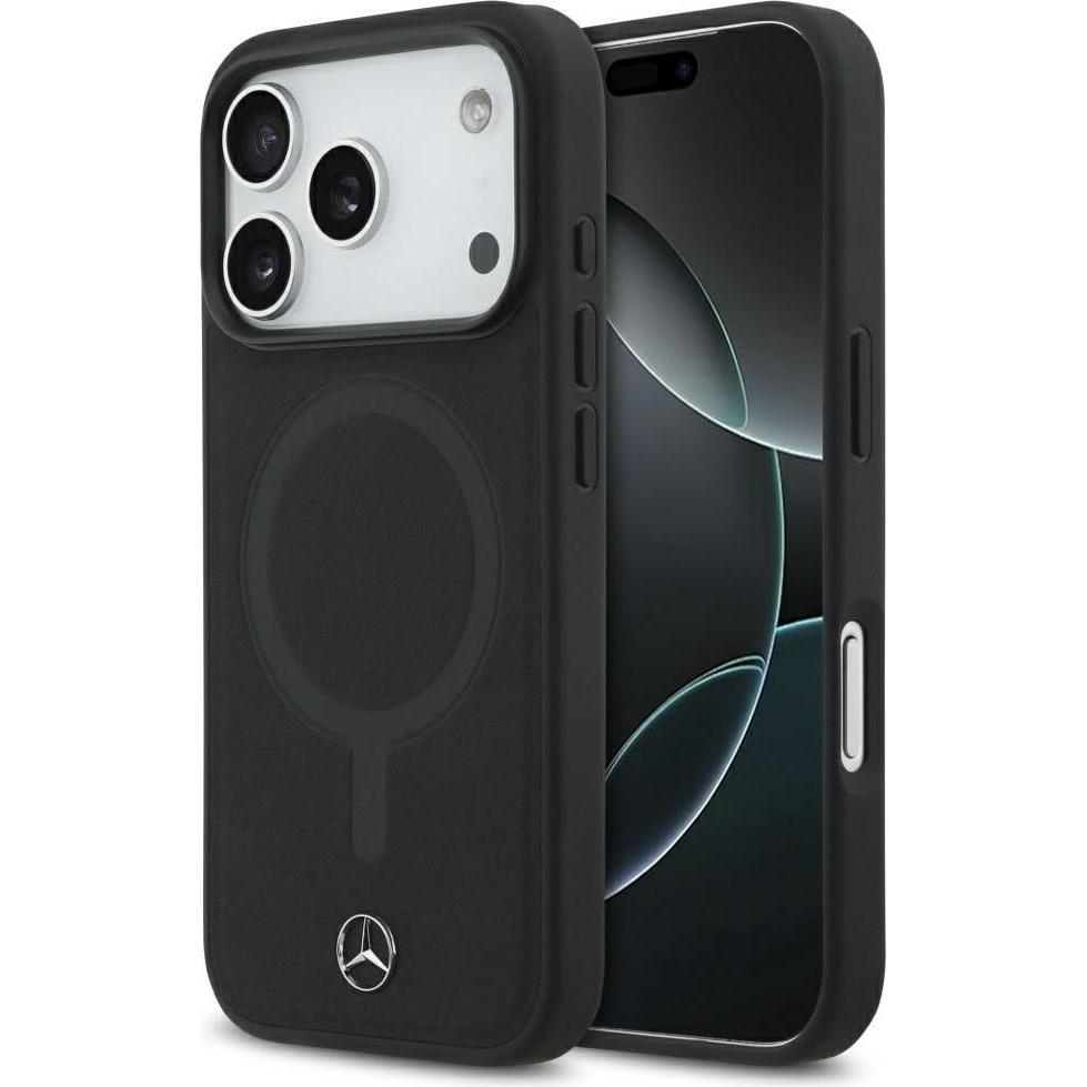 Mercedes Etui Plain Smooth Leather MagSafe do iPhone 17 Pro czarny (Apple iPhone 17 Pro), Cover smartphone, Nero