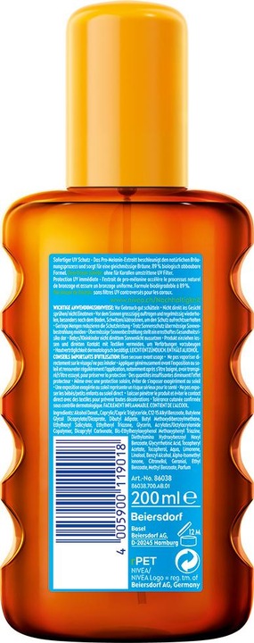 Immagine prodotto NIVEA Olio solare Sun Protect & Bronze (Olio abbronzatura, SPF 30, 200 ml, 220 g)