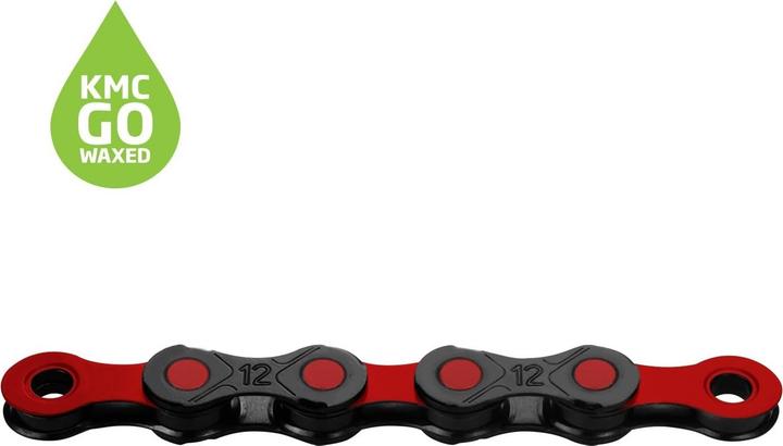 Produktbild KMC DLC 12 Waxed - Black / Red (12-fach)