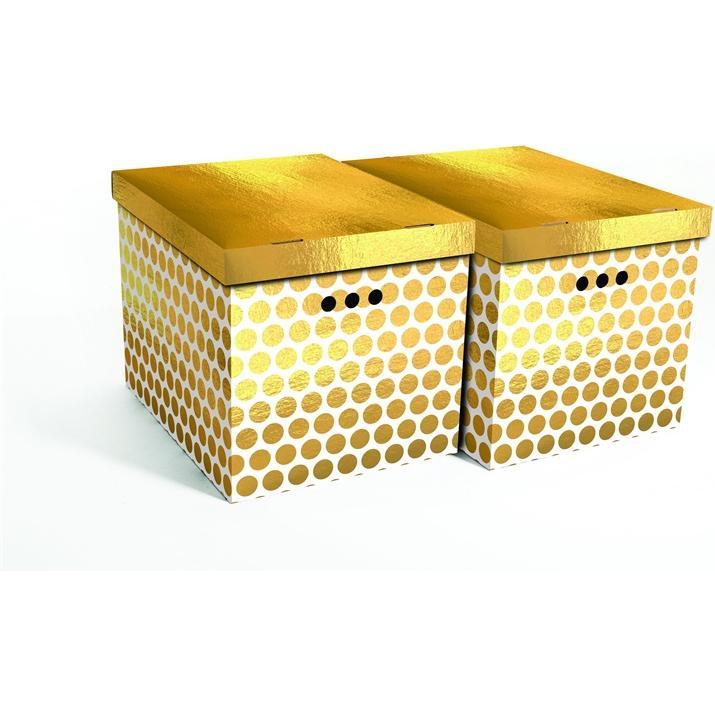 Domoletti, Dokumentenablage, FOLDABLE CART BOX2 44X35X32CM GOLD DOTS