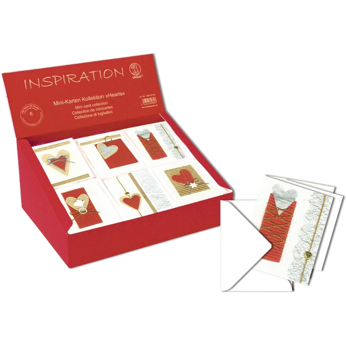Ursus, Grusskarte + Briefpapier, Mini-Karten VE=60 Stück Kollektion Hearts (1 Stk.)
