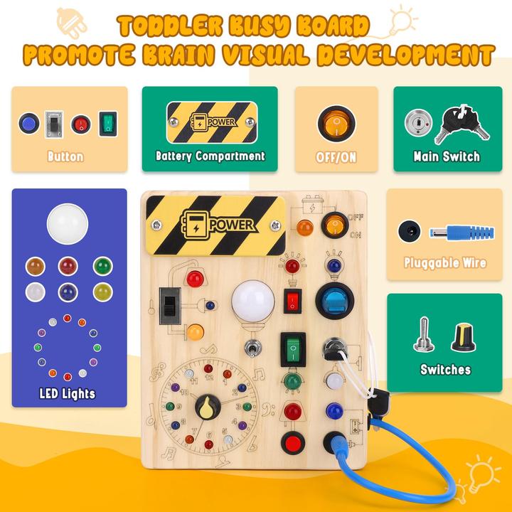 Image du produit Activity Board Busy Board avec 8 interrupteurs d'éclairage LED