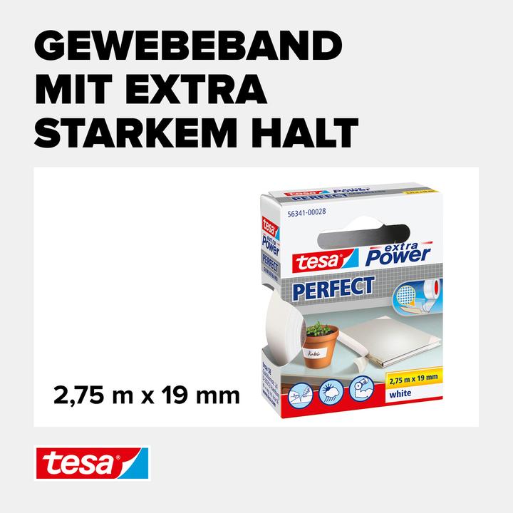 Actual product image tesa EXTRA POWER PERFECT fabric tape, fabric-reinforced duct tape (19 mm)