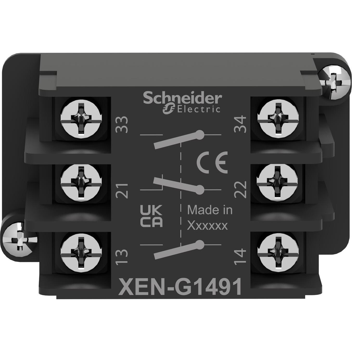 Schneider Electric Kontaktblock XENG1491, Taster + Schalter, Schwarz
