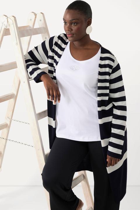 Immagine prodotto Ulla Popken Cardigan aperto con righe e scollo a V (46, 48)