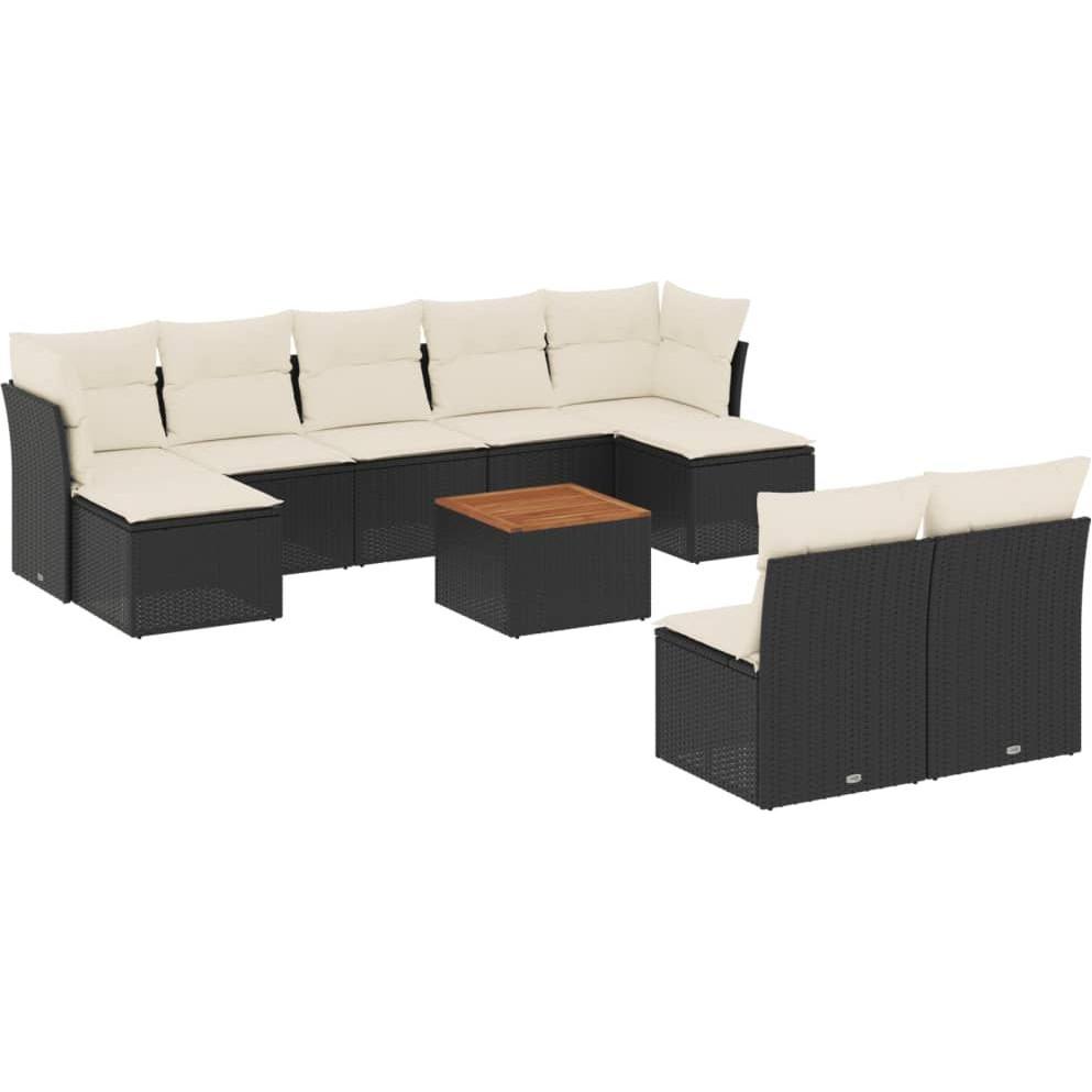 VidaXL, Gartenlounge, Gartenmöbel Sofa Garnitur Lounge Sitzgruppe 10-tlg. Schwarz Poly Rattan