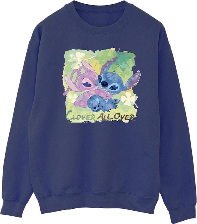 Actual product image Disney Mens Lilo And Stitch St Patrick's Day Clover Sweatshirt (XL)