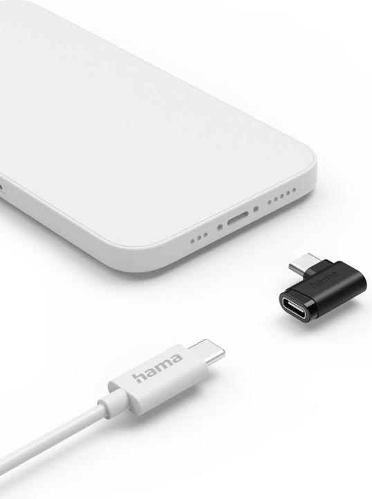 Actual product image Hama USB-C-Winkeladapter 90°, USB 3.2 Gen2, 10 Gbit/s, 5 A, 240 W, 2er Set (USB-C)