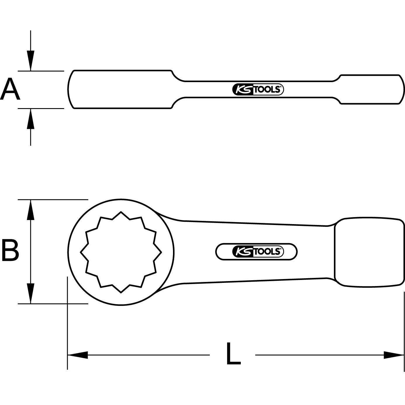 Thumbnail - KS Tools, Schraubenschlüssel, Schlag-Ringschlüssel tief, 12-Kant, 110 mm (110 mm)