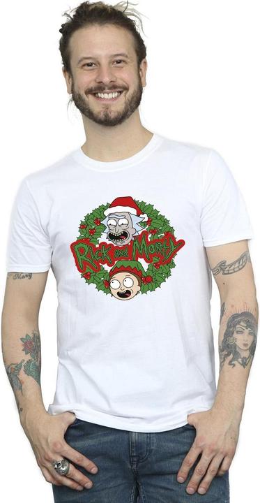 Actual product image Rick And Morty Mens Christmas Wreath T-Shirt (4XL)