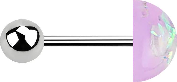 Actual product image Star Piercing Micro Barbell silber mit Kugel und glitter Kuppel violett (without brass, Surgical steel 316L, Plastic)