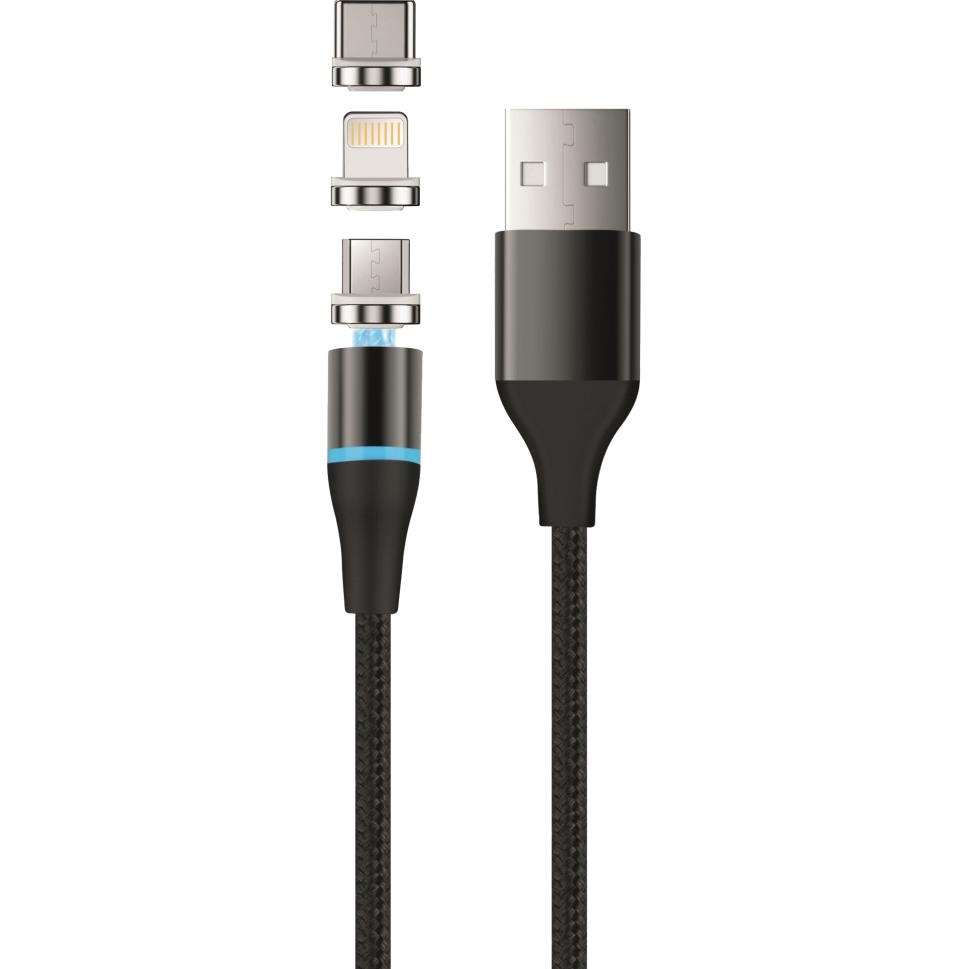 Setty magnetic cable DT 3in1 2,5A 1,0 m KBM-01 black JO (1 m), Cavo USB