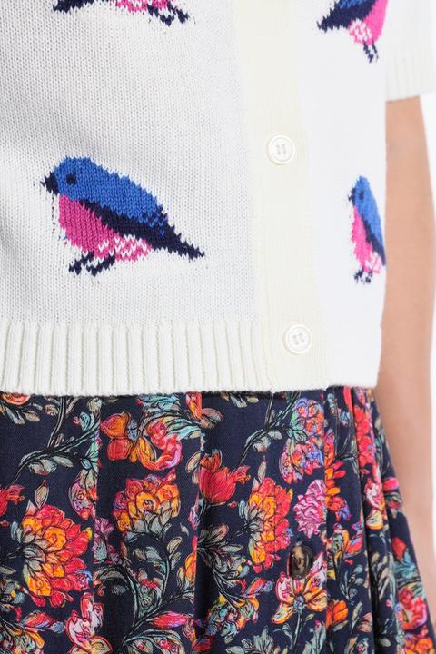 Produktbild Ulla Popken Strickjacke, Vögel, V-Ausschnitt, Halbarm (54, 56)