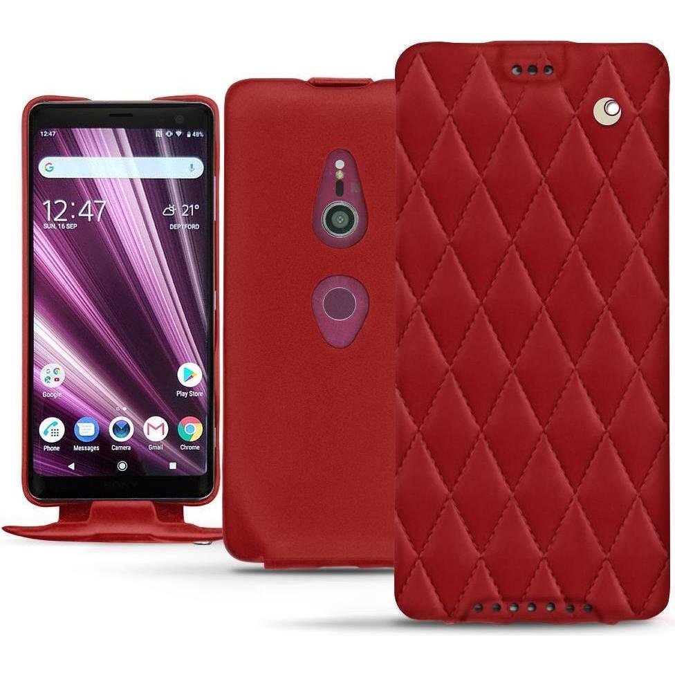 Noreve Lederschutzhülle vertikal (Sony Xperia XZ3), Smartphone Hülle, Rot