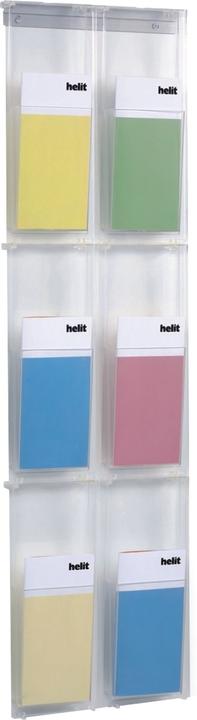 Actual product image Helit Wall brochure holder the placativ transparent 1/3 DIN A4 6 compartments (1/3 Din A4, DL)