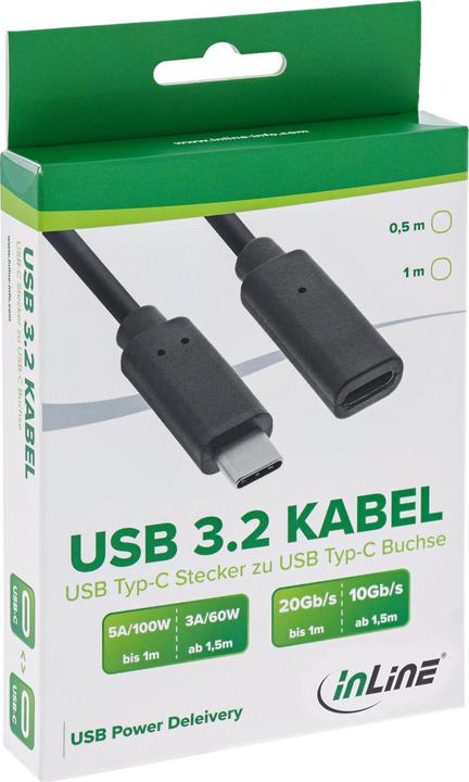 Produktbild InLine USB C – USB C (0.50 m, USB 3.2 Gen 2x2, 100 W)